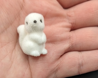 Miniature Squirrel, Mini White Flocked Squirrel