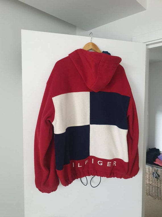 Vintage Tommy Fleece Hoodie Jacket - Etsy