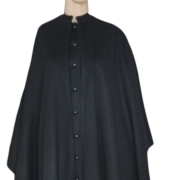 Saint Laurent - Rive Gauche - Yves Saint Laurent -  manteau/cape noir femme - vintage années 70 - taille 34/36FR