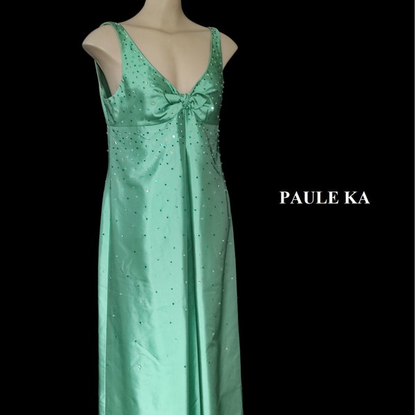 PAULE KA - robe de cérémonie/de soirée en soie verte  - vintage années 90 - taille 42FR