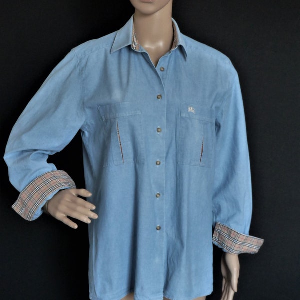 BURBERRYS/BURBERRY - chemise femme en jeans bleu  clair - vintage années 80 - taille 38/40