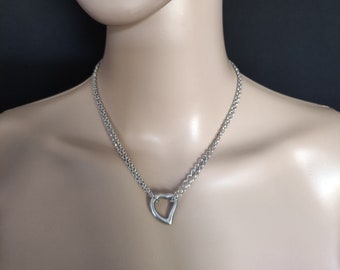 YVES SAINT LAURENT - jewelry/necklace "love heart" - silver collection - vintage 90s