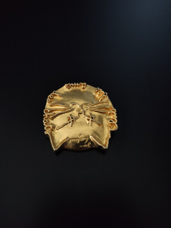 Broche Le Chat Jean Cocteau En Laiton Doré - Bijou Vintage élégant Et Unique