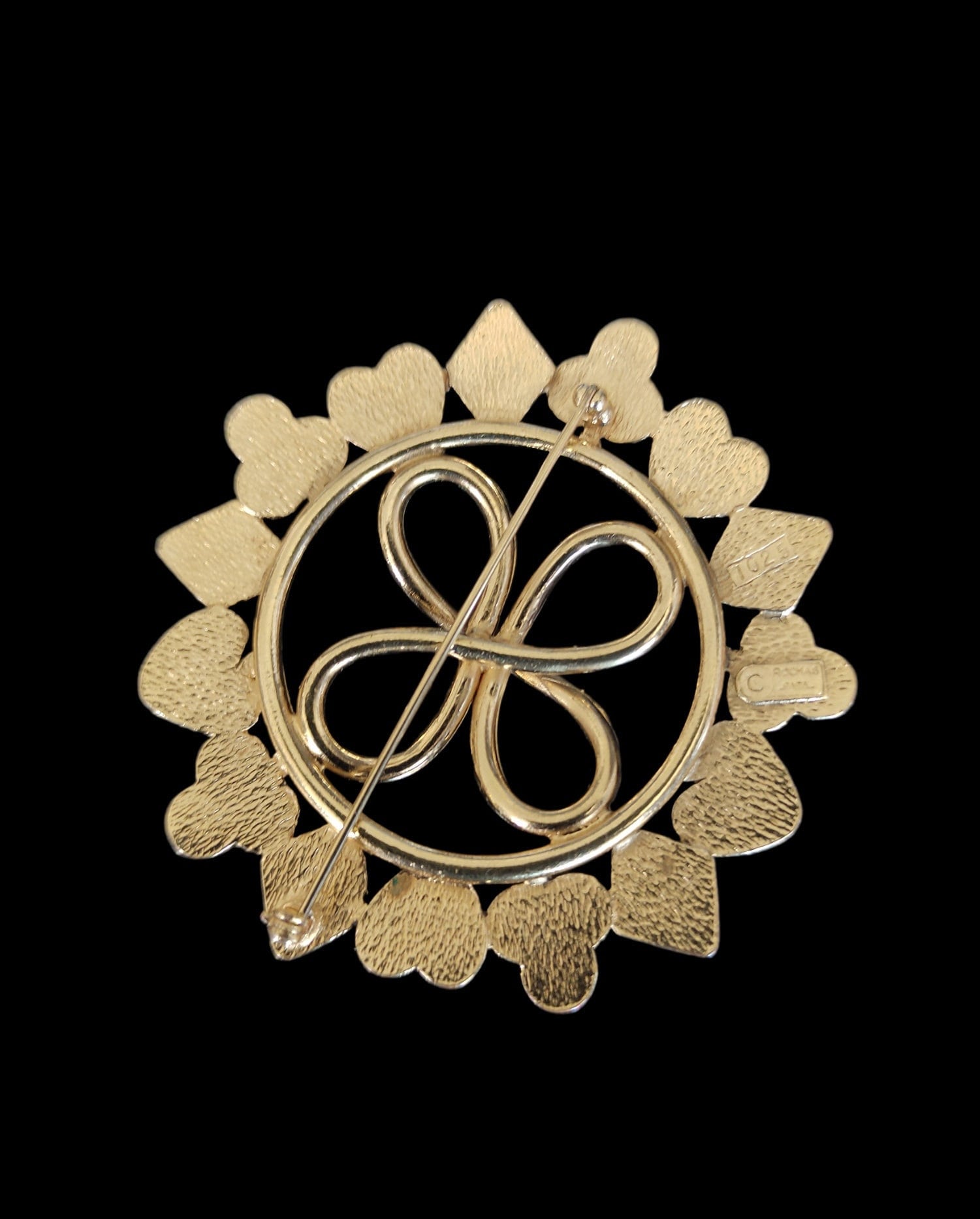 Broche Vintage Rochas Paris Haute Couture - Métal Doré - Occasion Bon état
