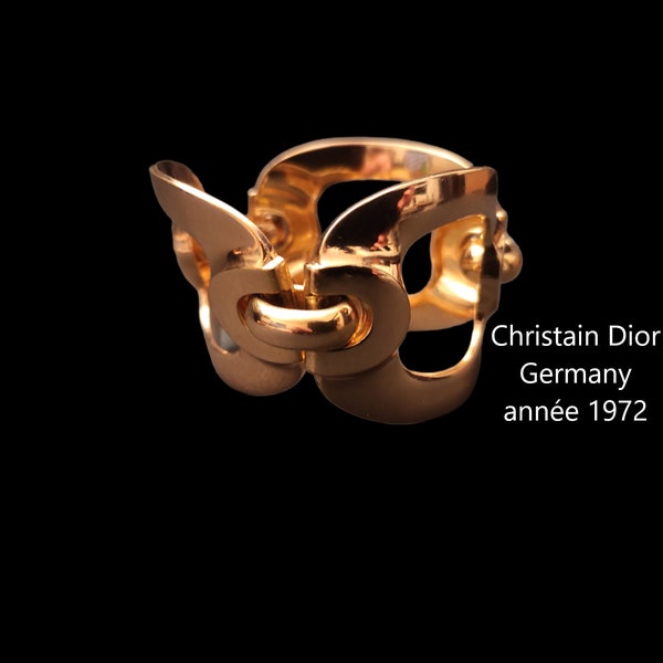 Christian Dior - bijoux/bracelet en métal doré brillant - vintage année 72