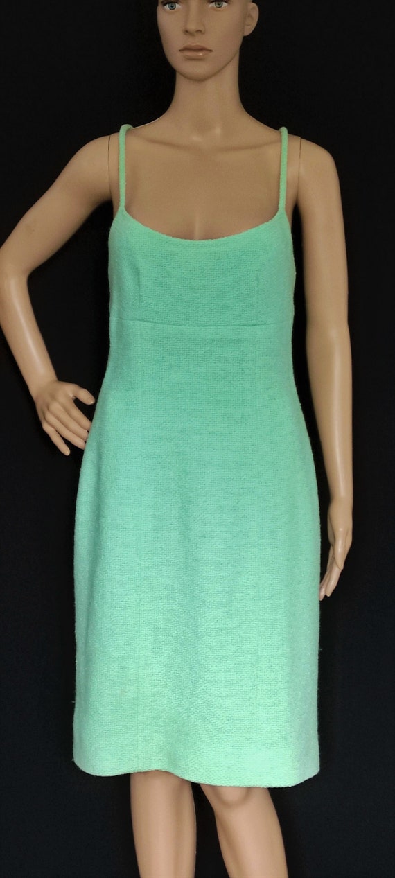 CHANEL Soft Green Wool/cotton Tweed Dress Vintage 80s -  Israel