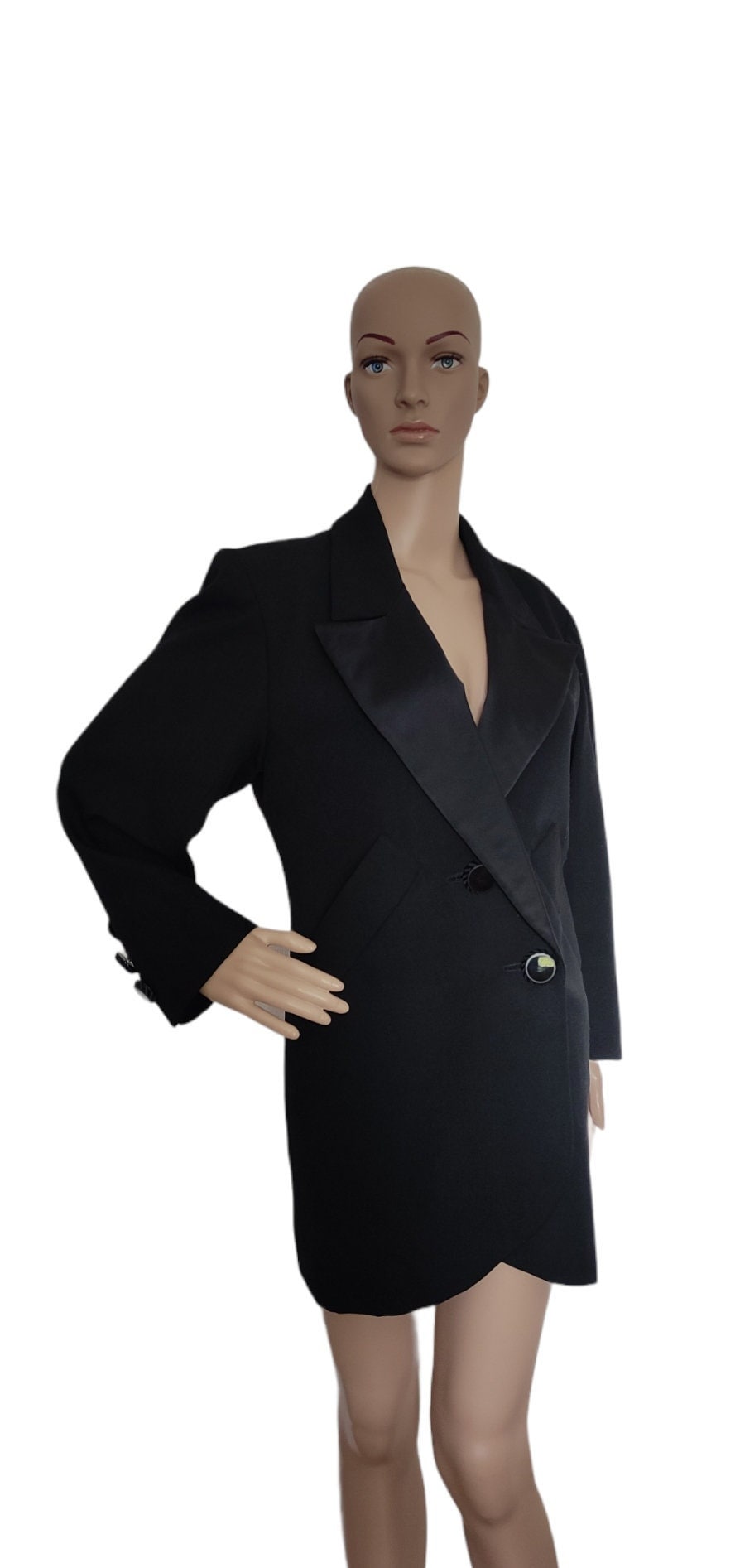 Veste En Pure Laine Vierge Pour Femme - Taille 36/38, Noir Et Rouge - Occasion Très Bon état
