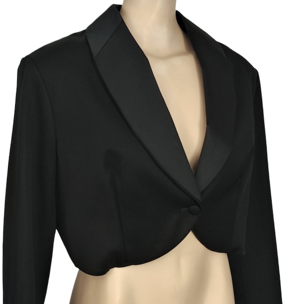 Yves Saint Laurent -  veste courte/boléro/spencer en pure laine noire   - taille 38FR