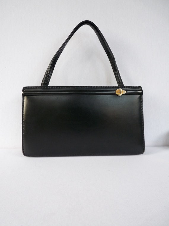 Vintage 70's - black leather handbag