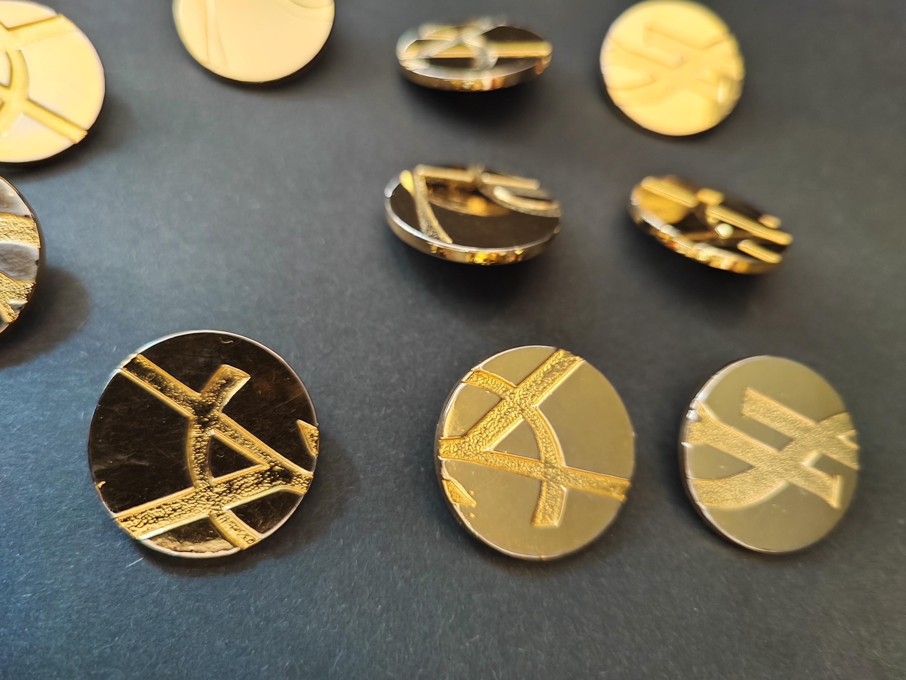 Yves Saint Laurent - 10 Gold Metal Buttons (sold Individually