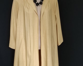 Maurice Daquin - veste longue/manteau court en soie jaune beurre - vintage années 80 - taille 42