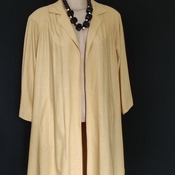 Maurice Daquin - veste longue/manteau court en soie jaune beurre - vintage années 80 - taille 42