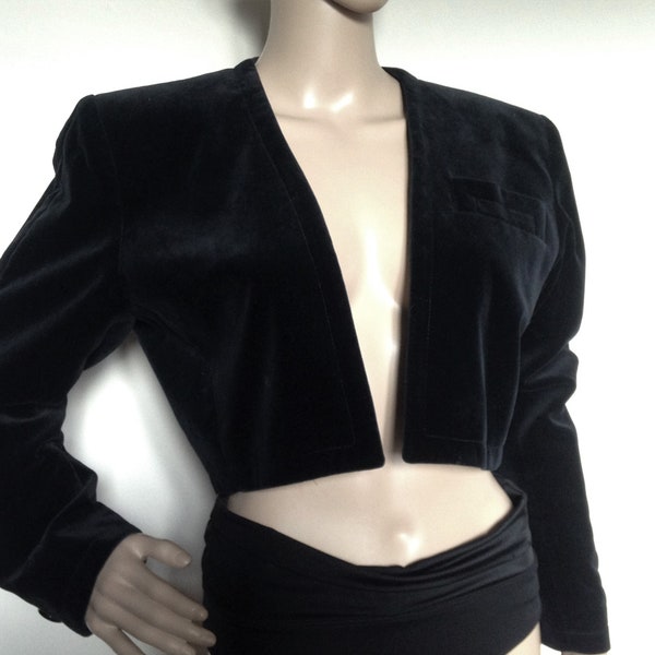 YVES SAINT LAURENT  veste courte/boléro en velours noir- vintage années 80 -taille 38FR