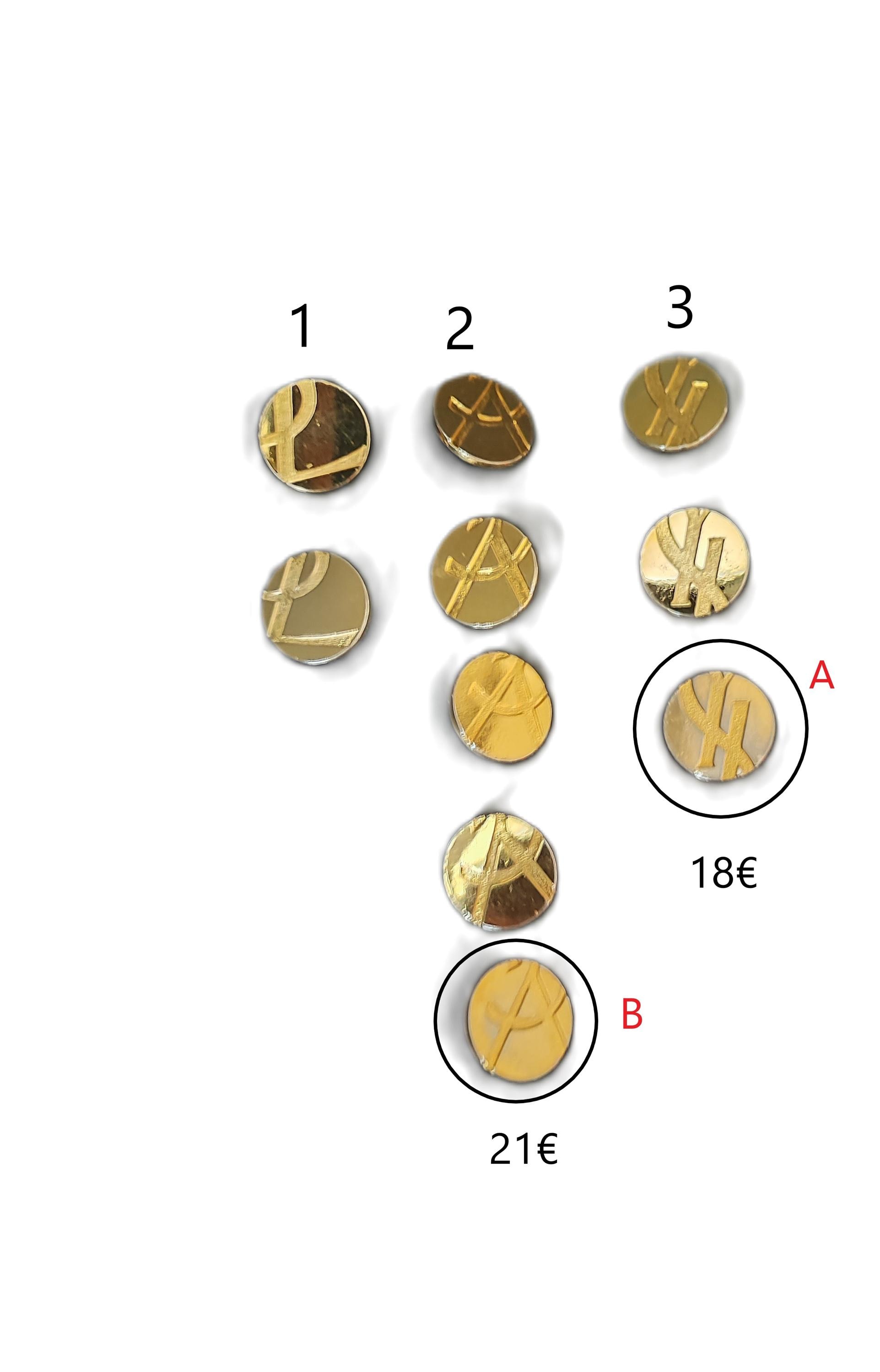 Yves Saint Laurent - 10 Gold Metal Buttons (sold Individually