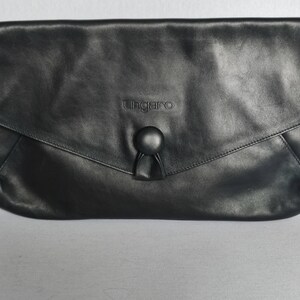 Emmanuel Ungaro large navy blue leather clutch vintage 90s image 2