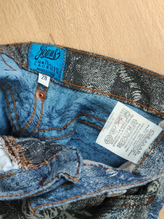 Christian Lacroix - Jeans imprimé graphique bleu/blanc/gris 