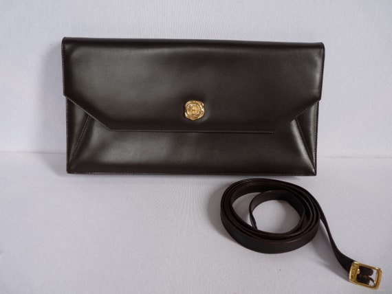 ESCADA - brown leather bag/pouch - vintage 80s - image 2