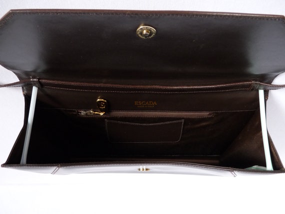 ESCADA - brown leather bag/pouch - vintage 80s - image 8