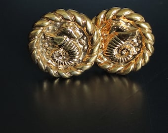 Boucles D'oreilles Clips Vintage Guy Laroche Paris Années 80 - Métal Doré Et Résine, Très Bon état