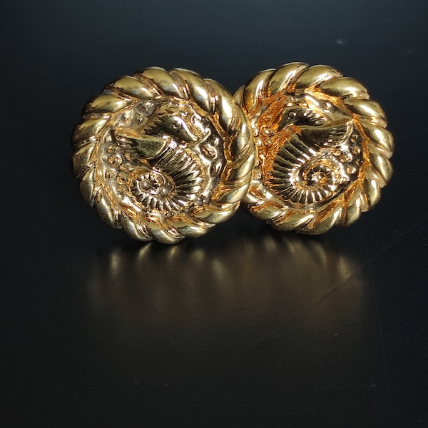 Guy Laroche - jewelry/earrings/clips in gold metal - vintage 80s