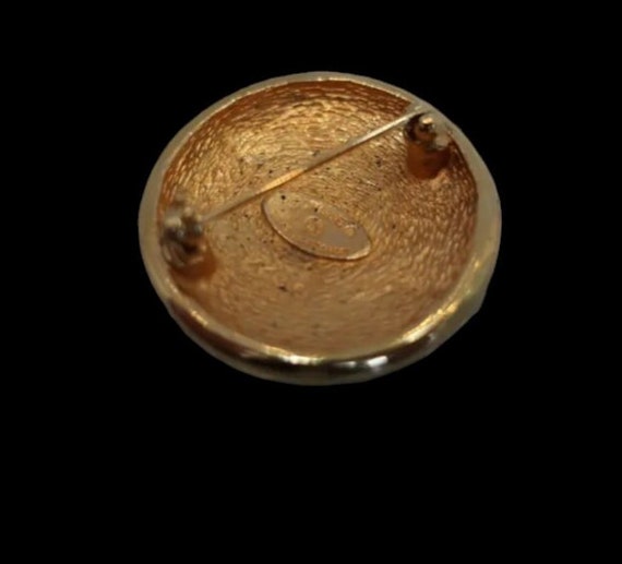 Broche Vintage émail Or, Profil Femme Chapeau Bleu, Années 70, Bijou