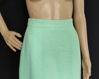 CHANEL - rechte rok van zachtgroene tweed - vintage jaren 80 - maat 34/36FR