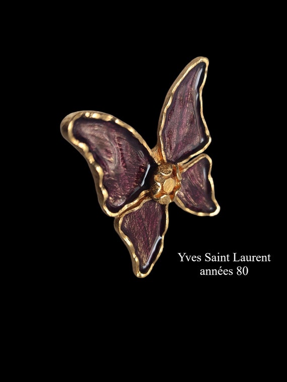Yves Saint Laurent YSL Vintage Purple Butterfly Jewelry/brooch 80s 