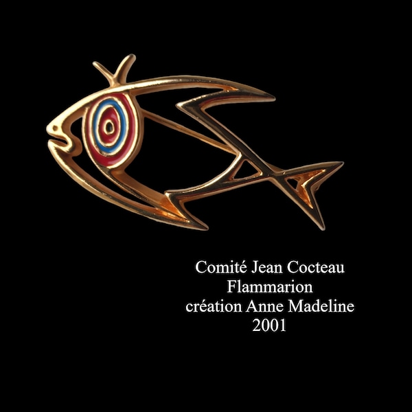 Jean Cocteau - bijoux/broche poisson - création Anne Madeline - comité Jean Cocteau/Flammarion - vintage - année 2001