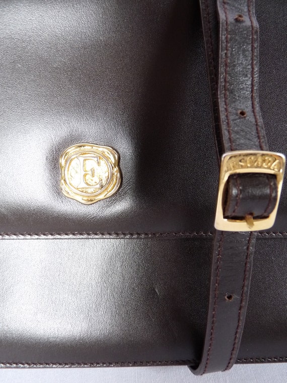ESCADA - brown leather bag/pouch - vintage 80s - image 10