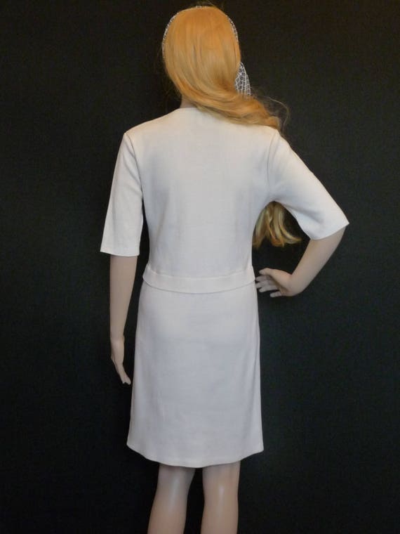 Live stone - Off white cotton jersey dress and he… - image 3