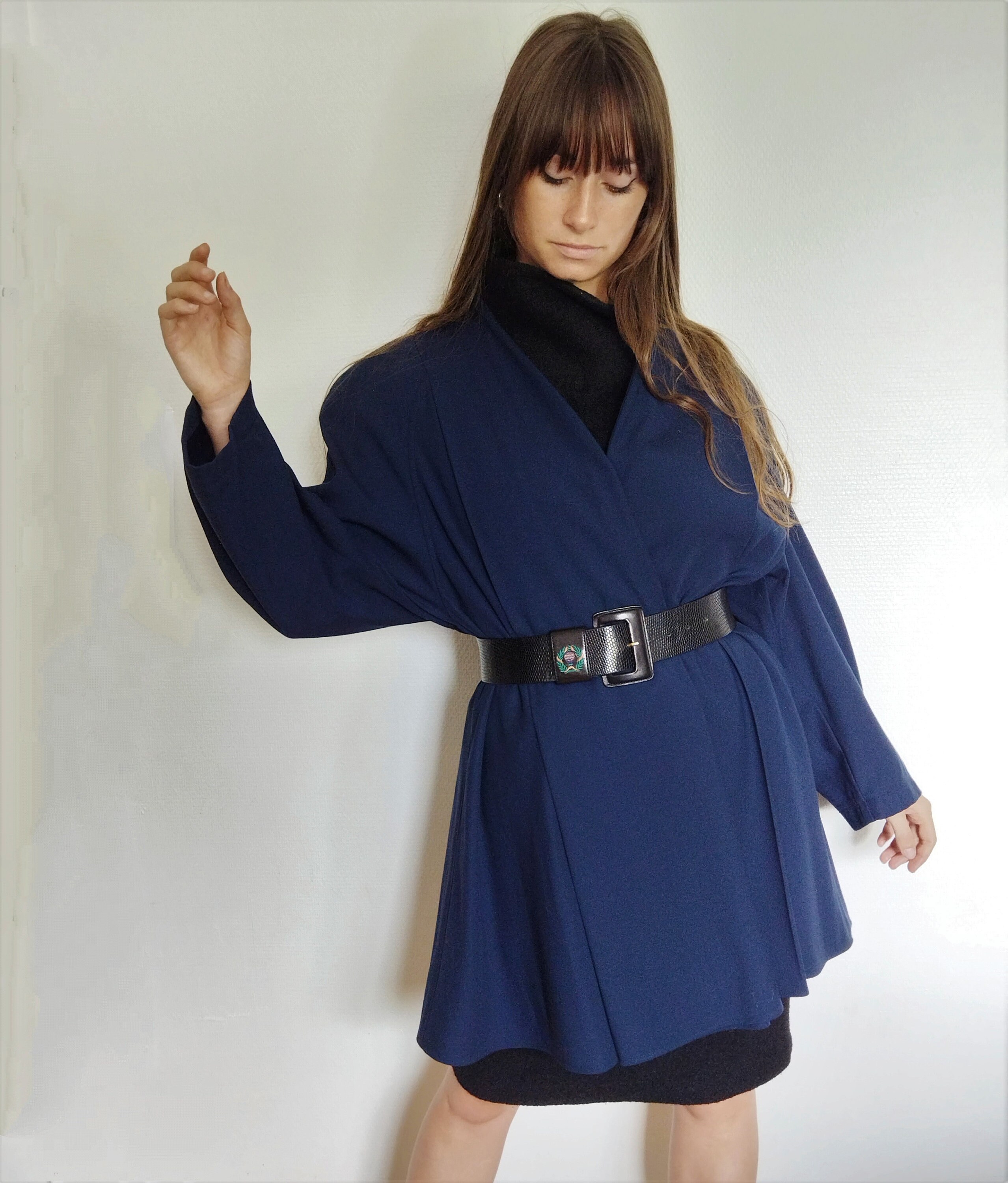 Christian Dior - Short Midnight Blue Wool Coat - Vintage 90s