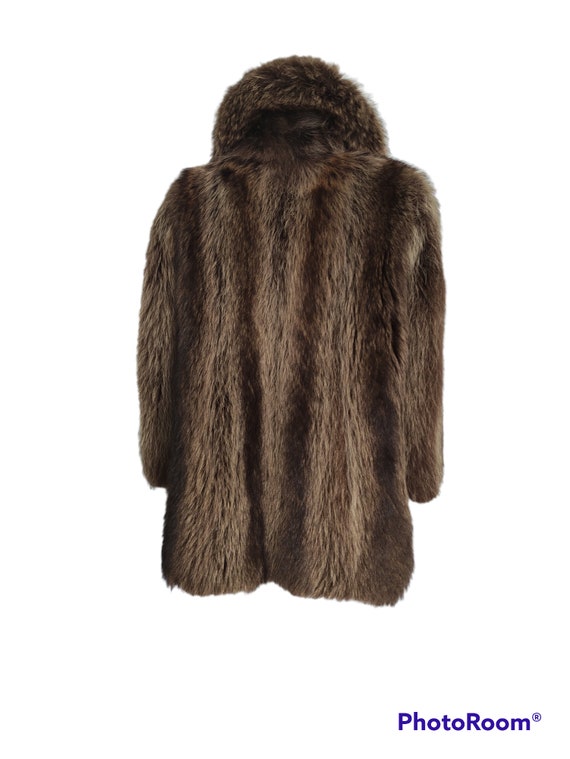 Manteau Femme Vintage Fausse Fourrure Marron - Taille 40 - Velours & Boutons