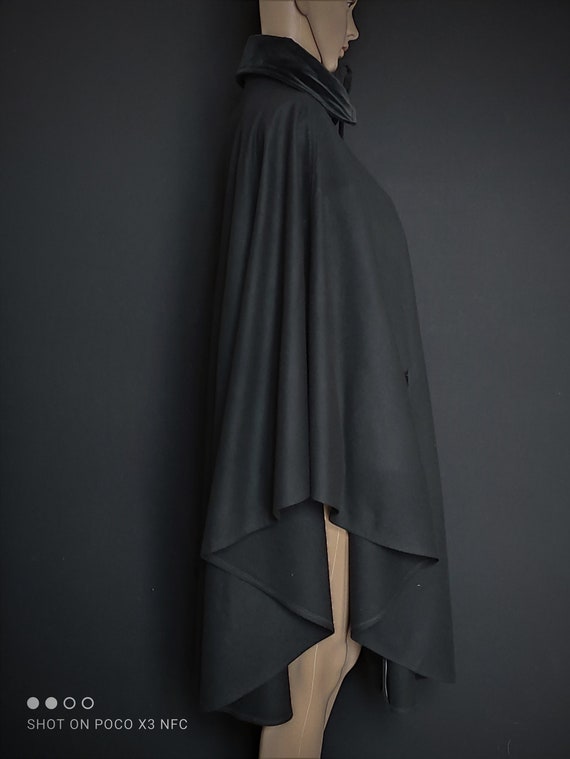 TED LAPIDUS - black wool cape - vintage 80s - siz… - image 5