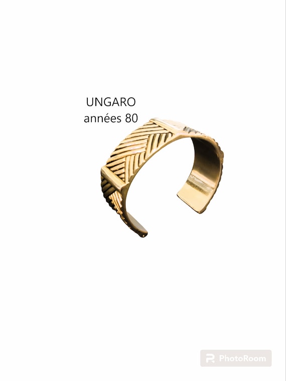 UNGARO - rigid gold metal cuff/bracelet - vintage… - image 1