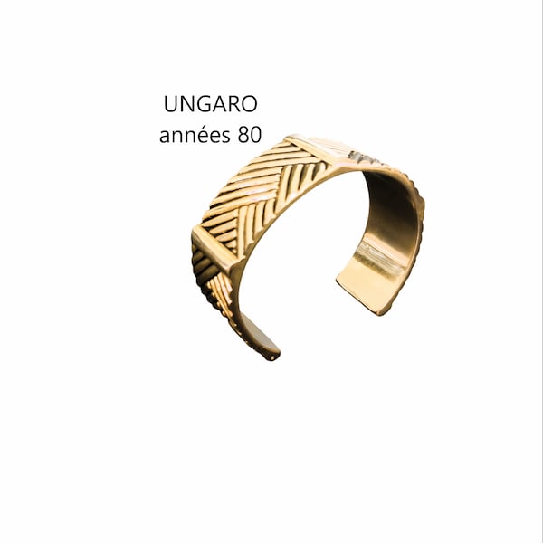 UNGARO - manchette/bracelet rigide métal doré - vintage années 80