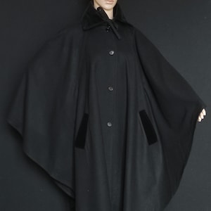 TED LAPIDUS black wool cape vintage 80s size 38/40FR image 1