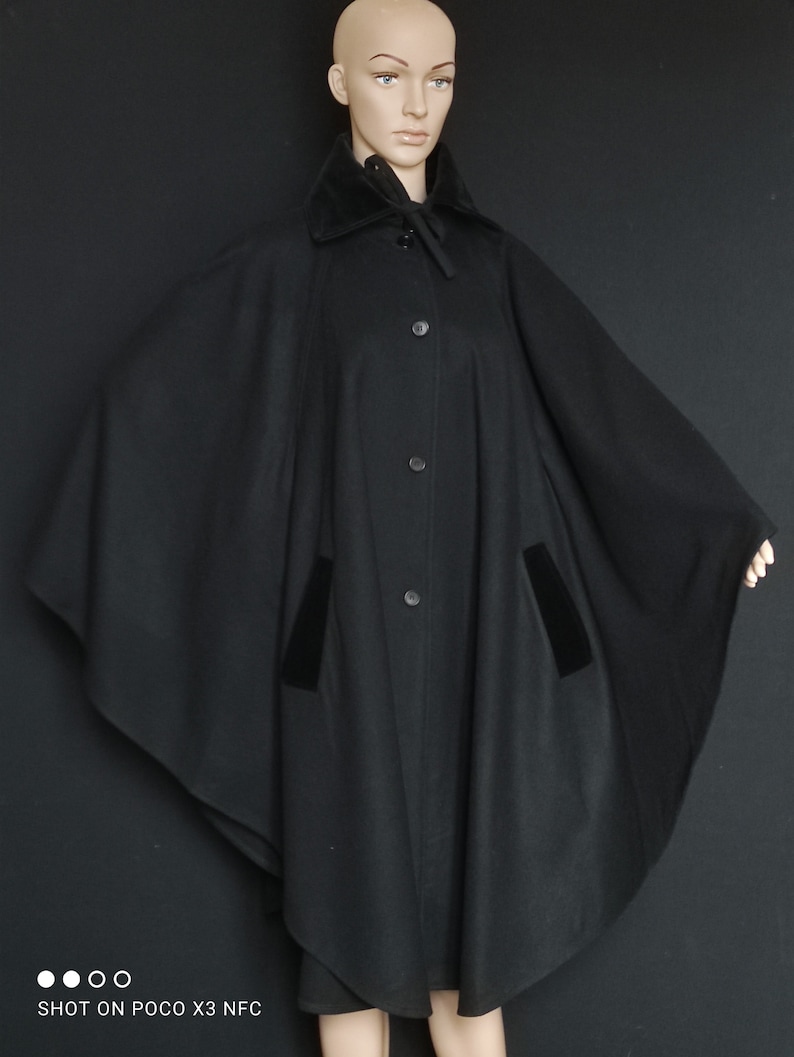 TED LAPIDUS black wool cape vintage 80s size 38/40FR image 1