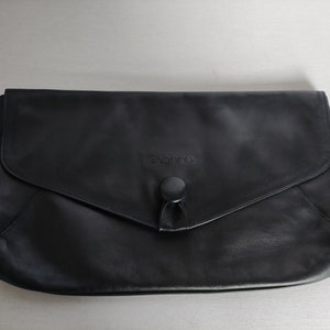 Emmanuel Ungaro large navy blue leather clutch vintage 90s image 1