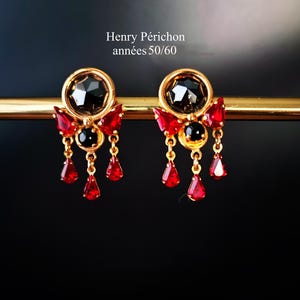 Paire De Clips D'oreilles Vintage Henry Perichon - Années 60-70 - Métal Doré - Occasion