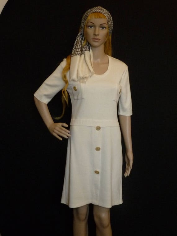 Live stone - Off white cotton jersey dress and he… - image 1