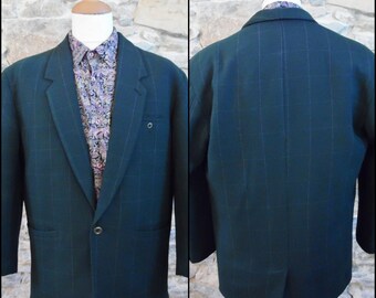 Mans Green plaid check over size jacket mans vintage jacket made by Sergio Landi size small/medium