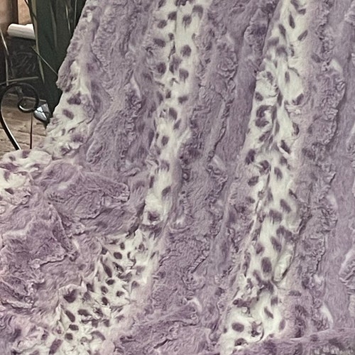 Lavender Luxe Lynx Minky shops Adult Blanket, Teen Blanket, Dorm Throw,