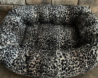 Cheetah Luxe Minky  Dog Bed, Small, Medium and Large Personalized Dog Bed,  Minky Dog Bed, Washable, Calming Bed For Dog, Cat Bed