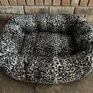 Cheetah Luxe Minky  Dog Bed, Small, Medium and Large Personalized Dog Bed,  Minky Dog Bed, Washable, Calming Bed For Dog, Cat Bed