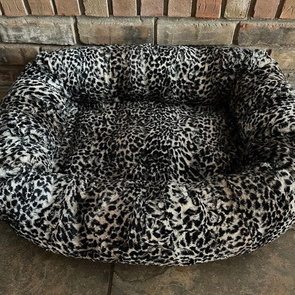 Cheetah Luxe Minky  Dog Bed, Small, Medium and Large Personalized Dog Bed,  Minky Dog Bed, Washable, Calming Bed For Dog, Cat Bed