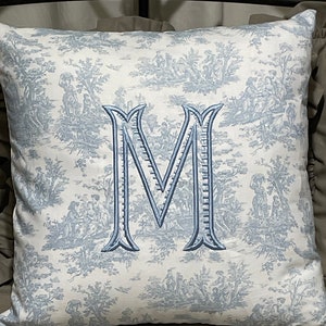 Pillow Cover -Blue Toile Print Decorative Pillow Cover, Toile Pillow Cover, Throw Pillow, Monogrammed Pillow, Personalized Pillow