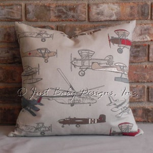 Pillow Cover -Vintage Airplane, Decorative Pillow Cover, Airplane Pillow Cover, Throw Pillow bild 3