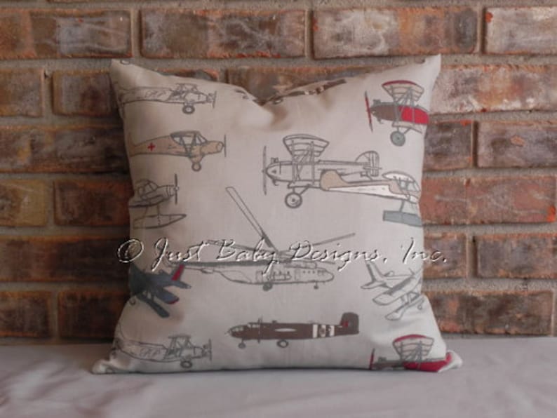 Pillow Cover -Vintage Airplane, Decorative Pillow Cover, Airplane Pillow Cover, Throw Pillow bild 3
