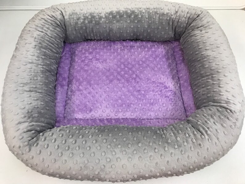 Medium Personalized Dog Bed, Minky Dot Dog Bed With Name , Puppy Bed, Custom Bed, Donut Bed, Calming Bed For Dog image 9