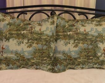 English Countryside Hunting and Fishing Toile Standard, King, Euro Shams